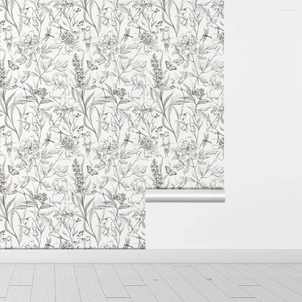 Tapeten Wallpaper Benutzerdefinierte Chinoiserie Tapete Hand bemalte Schale und Stick entfernbarer selbstklebender PVC Wandblumenvogel 3D