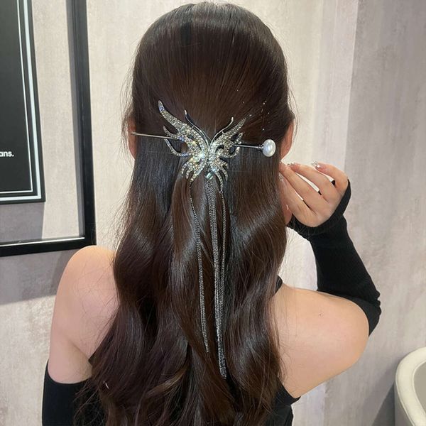 High End Long Tassel Butterfly Super Immortal Novo celebridade da Internet, costas da colher de cabeça, gancho de cabelo enrolado diário, temperamento de cabelo de cartas de cabelo