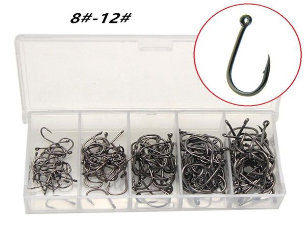 500pcs1box 5 Größen gemischt 812 Schwarzer Ise Hook High Carbon Stahl Stachelfischerhaken Fishhooks Asian Karpfen Pesca Tackle Accessori1481524