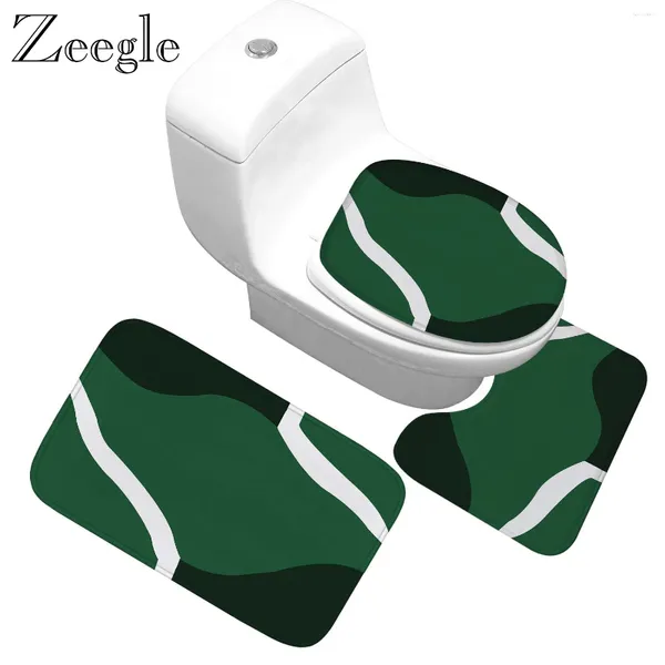 Badmatten Zeegle 3pcs/Set Badezimmer Teppich Set Anti-Schlupf-Duschmatte Flanell Dekor Toilettensitztank Abdeckung Waschbar Teppich