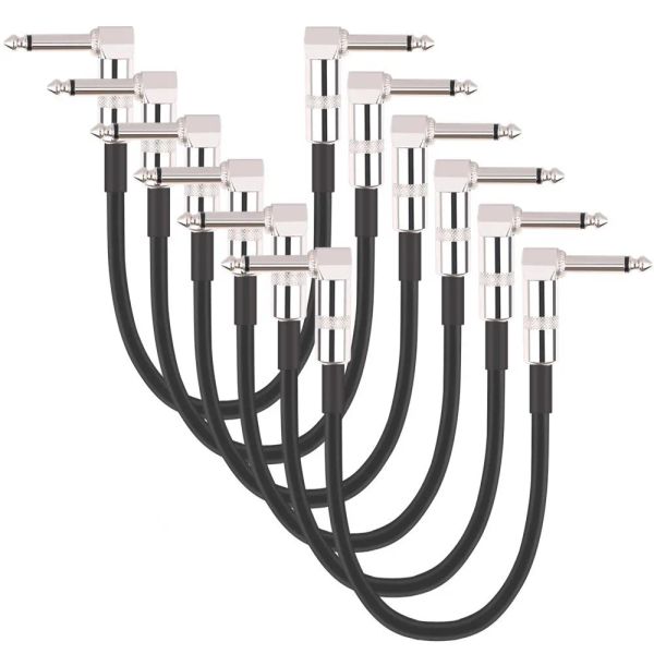 Kabel 6pcs Gitarren -Patch -Kabel rechter Winkel 15/30 cm 1/4 Instrumentenkabel für Gitarreneffektpedale