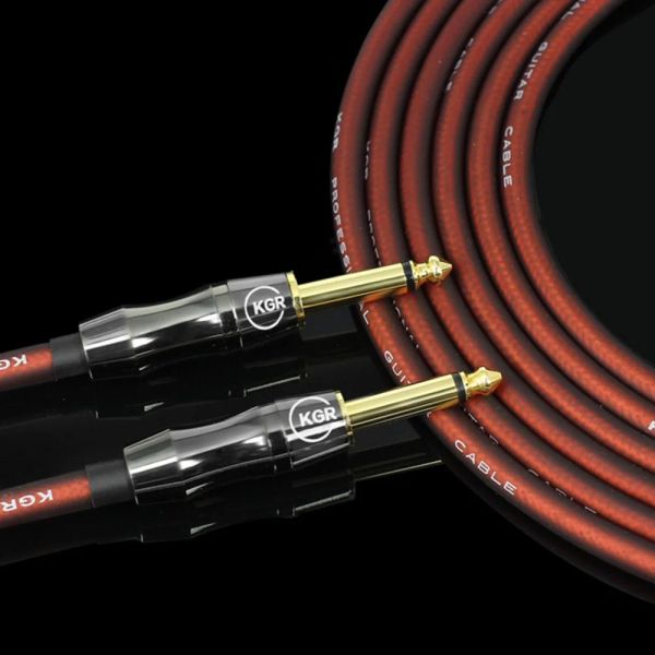 Кабели KGR 20AWG Электрогитарный басовый кабельный разъем Прямо к прямоугольной заглушке для прибора для снижения шума гитарный кабель