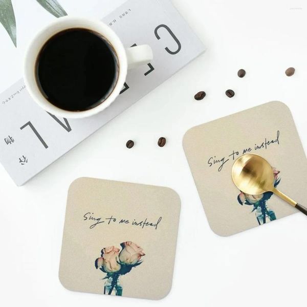 Tischmatten singen für mich Stattdessen Coasters Kitchen-Tischematen Nicht-Schlupf-Isolierung Tasse Kaffee für Dekor Home TableWares Pads Set von 4