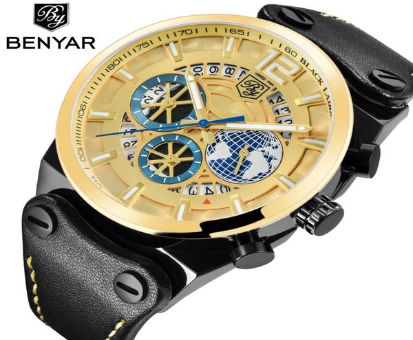Benyar Brand Luxury Chronograph Sport Mens Watches Fashion Waterz Watch Orologio in quarzo Masculino Drop3307338