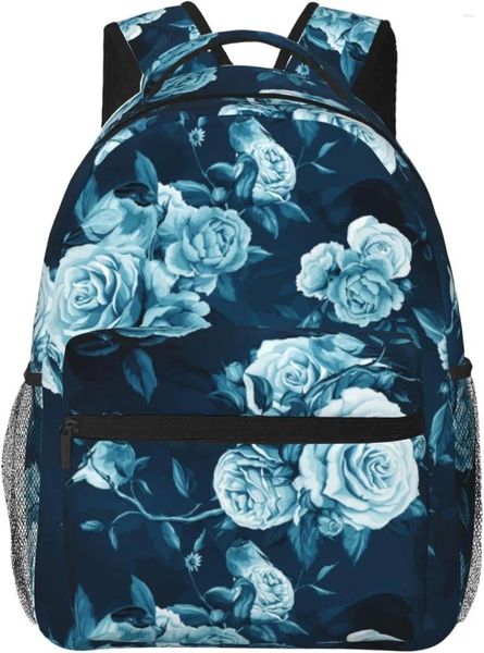 Backpack Blue Rose Bird Bird Laptop leve para homens da faculdade Bolsa de viagem casual Daypack