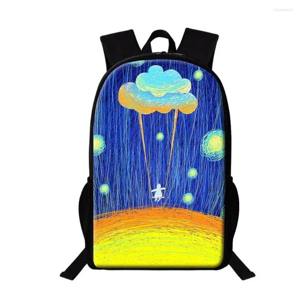 Borse per la scuola zaino da 16 pollici per ragazze adolescenti dipinto ad olio colorato sublimazione bookbag studente primario multifunzionale