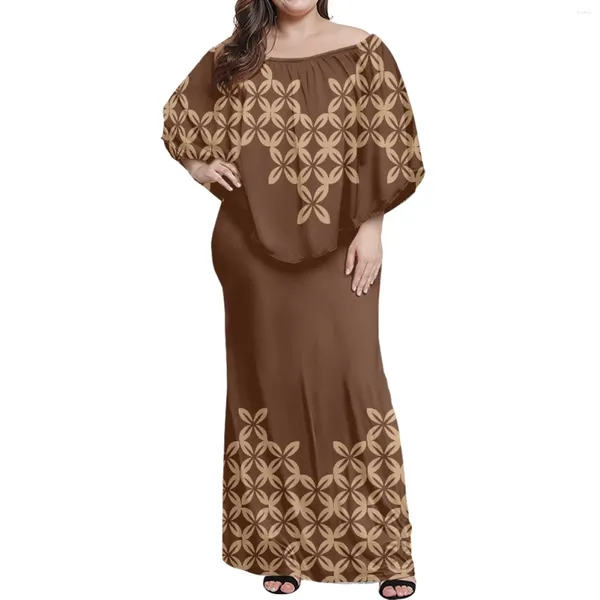 Vestidos de festa verão tamanho grande 6xl fora do ombro Polinésia Sublimação Impressão de Mulheres Vermelhas Imagem Personalizada Poncho