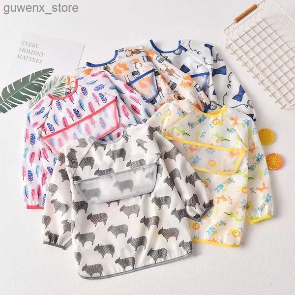 Bibs Burp Cloths 1pcs Baby Bibs Водонепроницаемые детские нагрудные платья для детей с длинным рукавом с длинными рукава