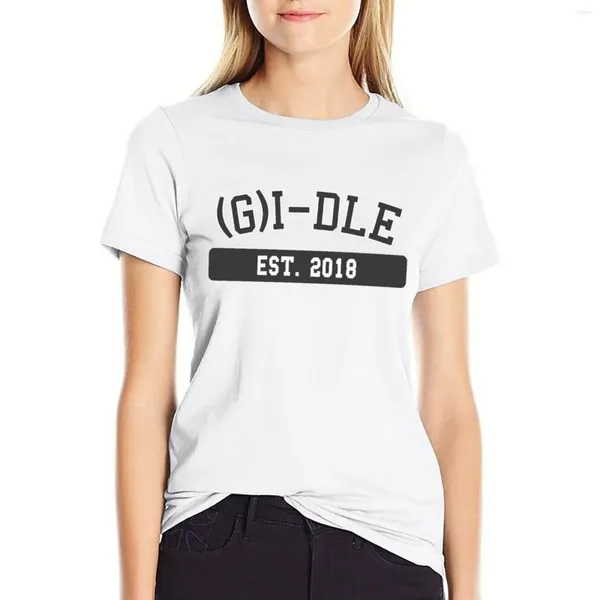 Faculdade de Polos Kpop feminino-(G) Merch I-Dle para fãs Presente Neverland T-shirt Manga curta Blusa Tops Tops Top Women