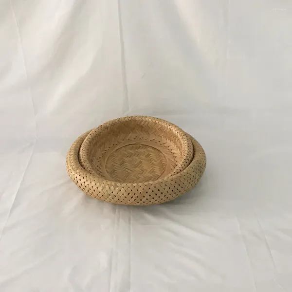 Dinnerware Define o organizador de jardim de jardim de bambu de armazenamento de armazenamento tecelando pão de pão de frutas prato tigela