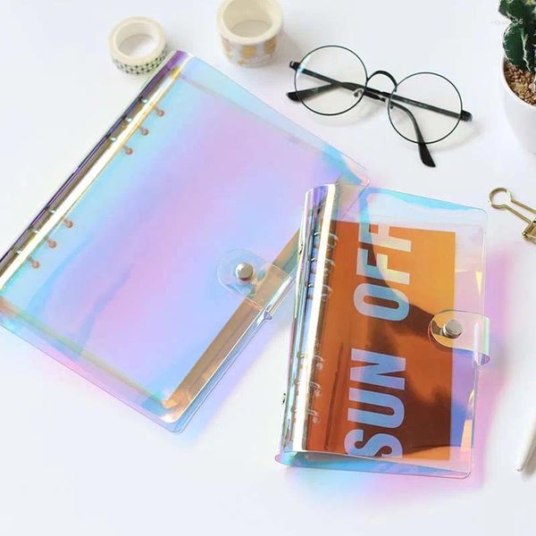 Planer Zeit A5 A6 Notebook Shell Bunt PVC Transparentes Buch Spiral Bindemittel Ersatzabdeckung 6 Loch Lose Blatt Notizblock