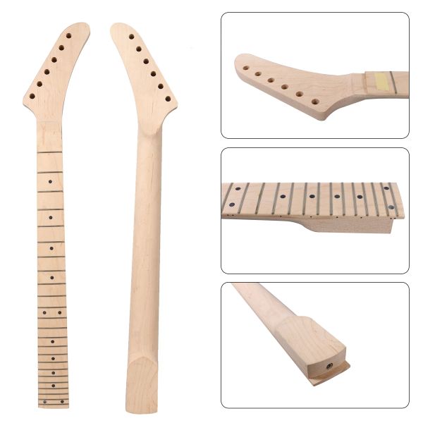 Cavi 24 FRET 25.5 '' RAIDELETTRICO RAIDETTRICA Sostituzione del collo di chitarra Mapero Yinfente Banana Neck Tret #xj9