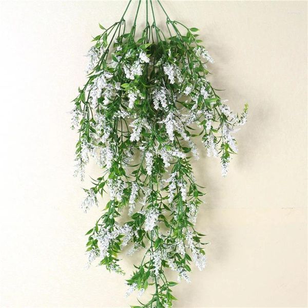 Dekorative Blumen Plastik FAKE Blumenpflanze Korb Wohnzimmer Bouquet Dekoration Rattan Lavendelwand hängen hängen