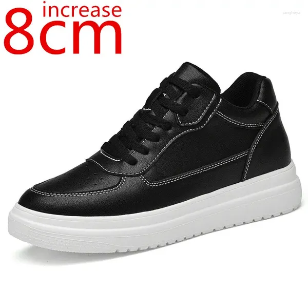 Scarpe casual sportive ascensore uomini aumentano le scarpe da ginnastica nere da 8 cm invisibili invisibili aumentando la scarpa bianca per leisurelo maschio