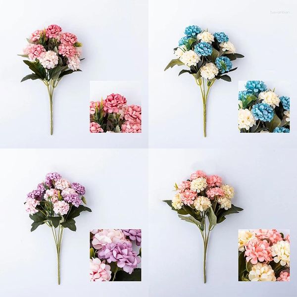 Flores decorativas de 30 cm de seda artificial Hydrangea Bouquet Decoração de casamento Ano Bridal Festa de Natal Decoração de Desktop