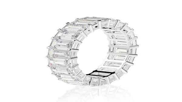 Eternity Emerald Cut Lab Diamond Ring 925 Sterling Silver Engagement Fedi nuziali per donne Gioielli Gioielli5280369