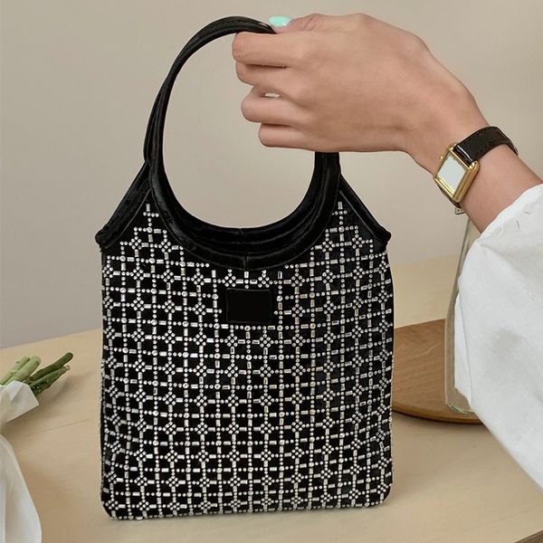 Yaz kadın elmas çanta tasarımcı çantaları kristal tote çanta moda zarif omuz çantası crossbody yeni mini hobo çantası geometrik desen çanta siyah bayanlar çanta