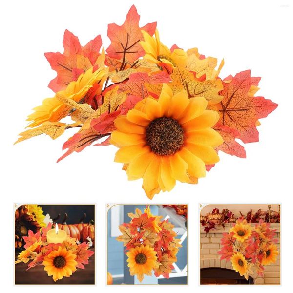 Dekorative Blumen Ahornkranz Orament Party liefert Dekor amerikanische Tür Seidentuchblatt Ringe künstlich