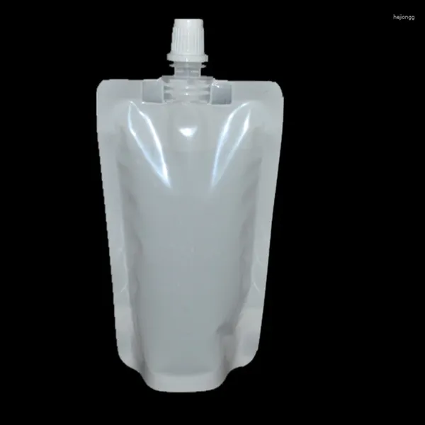 Speicherflaschen 500pcs/Lot 100 ml Stand -up -Trinkbeutel transparenter Schmollbeutel weißer Silbertasche für Getränkmilch