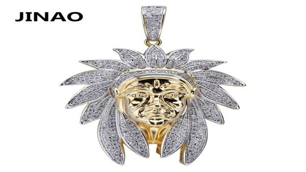 Iced out indiano chefe de charme pingente colares Hip Hop Gold Silver color