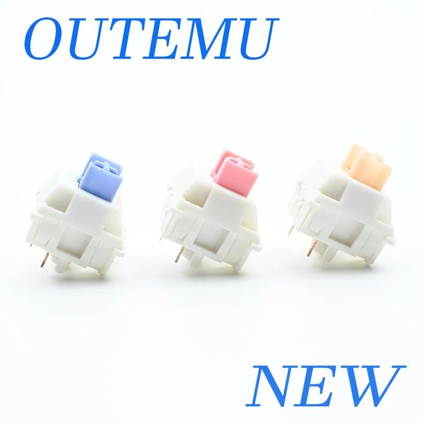 Переключатели Outemu смазали механический переключатель клавиатуры 5PIN Silent Tactile Linear Cream Blue Pink Yellow Custom Gaming RGB MX Switches 240415