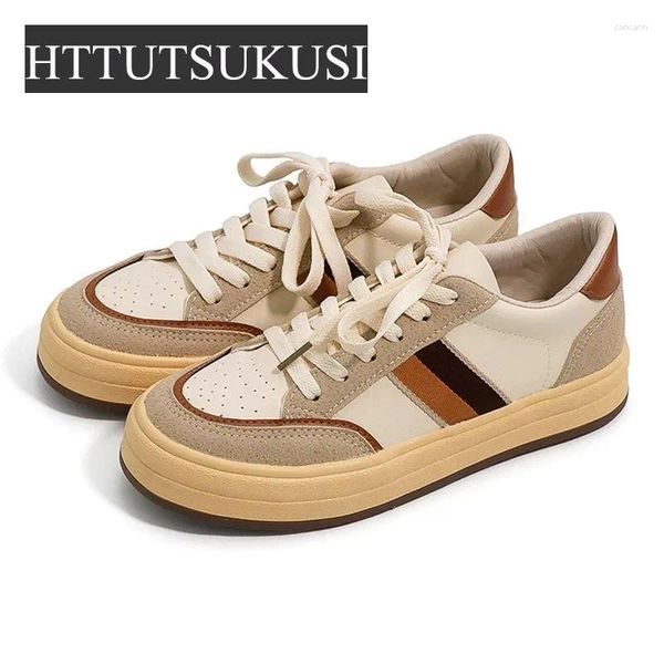 Повседневная обувь Harajuku Canvas Women Women Spring Fashion-Fashion-Color Heathable Flat Sneakers Retro Pubpy Style Вулканиза