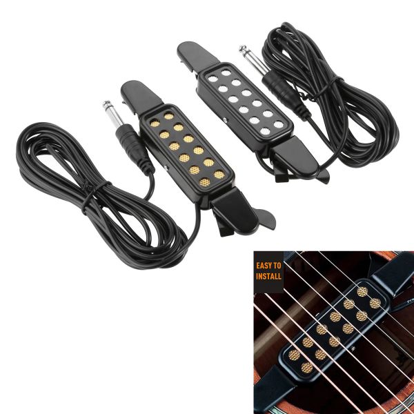 Kabel 12Sound Hole Gitarre Tippup Akustischer elektrischer Wandler für akustische Gitarrenmagnet -Vorverstärker mit Tonvolumensteuerung, Audiokabel
