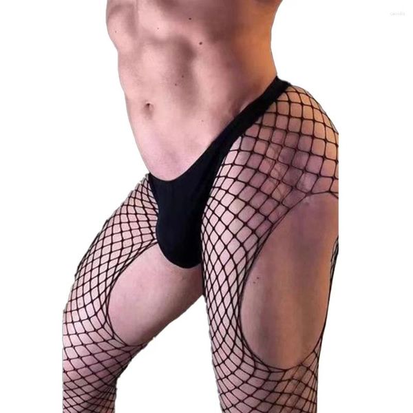 Meias masculinas de cor sólida malha de malha de malha de fisheta de calcinha de calça de lingerie de lingerie de lingerie