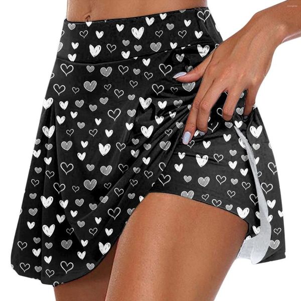 Röcke Frauen Polka Dots Print Sport Dance Fitness Rock Female Tennis Running Skort Active Athletic Yoga