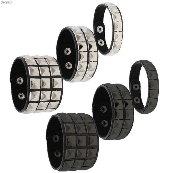 Outras pulseiras punk moda masculino preto pulseira pulseira de pulseira rebites de metal de garanhão dos anos 80 para mulheres joalheria gótica de rock jóias