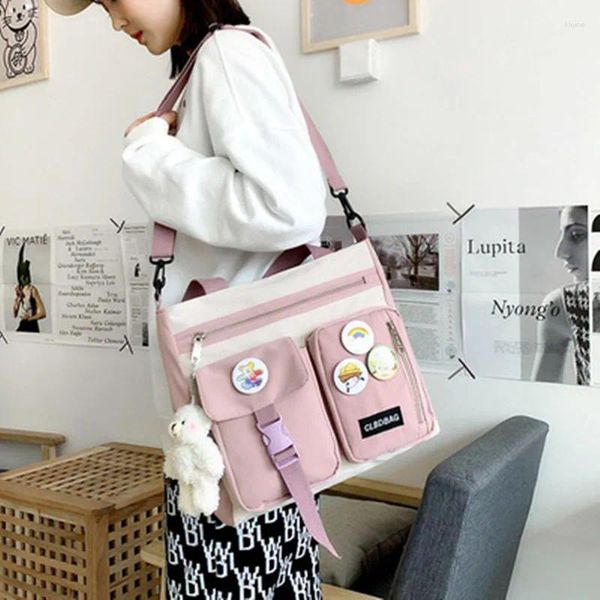 Omuz çantaları su geçirmez Japon vintage bayan sırt çantası crossbody çanta genç kore tarzı okul saf renk tote-sofra kız