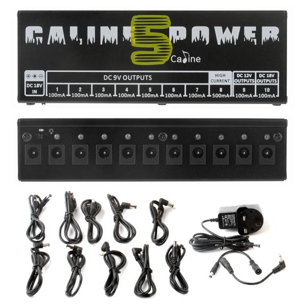 Kablolar Caline CP05 Gitar Etkisi Pedal Güç Kaynağı 10 İzole Çıkışlar (9V 12V 18V) Güç Tuner Kısa Devre /Aşırı Akım Koruması