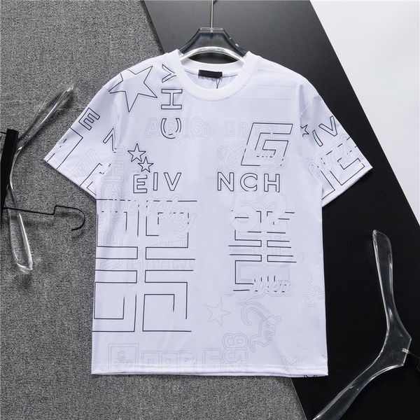 2024 Tasarımcı Erkek T Shirt Moda Sosyal T Shirt Sosyal Tişörtler Top Klasik Desen Dekorasyon Yüksek Sokak Yuvarlak Boyun Kısa Kollu Tshirt S-3XL #380