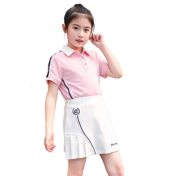 Golf Kinderkleidung Girls Kinder Sport plisderner kurzer Rock Halb Anti-Schlupf-Pantskirt A-Line Culottes Polo-Hemd kurzärmelige Anzug