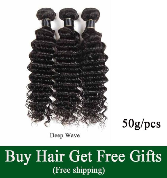 Rohe indische jungfräuliche Haarverkäufer Wasserwelle menschliches Haar Weben Bündel billiger brasilianischer peruanischer malaysischer Remy -Haarverlängerungen Deep W8780039