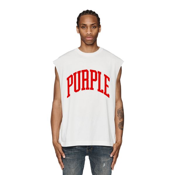 Purple Marke Vest Mens Designer T-Shirts Trendy Mode Shorts Atmungsfreie ärmellose BPUR079 Klar gekrümmte Buchstaben gedruckte Weste Größe S-XXL