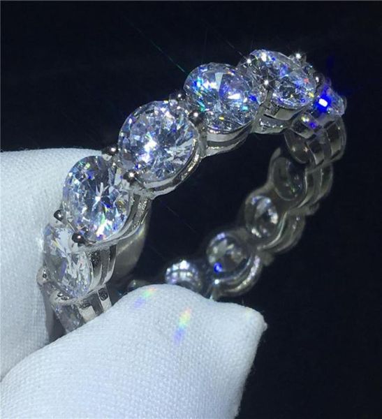 Klasik Parmak Promisteri Yüzük 925 STERLING Gümüş Yuvarlak Kesim 6mm Elmas Sona CZ Nişan Düğün Bandı Halkası Kadın Erkek Mücevherleri5605065