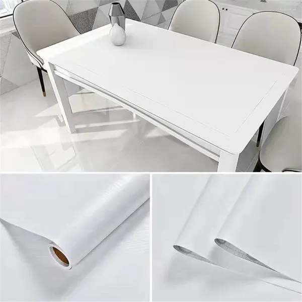 Adesivos de janela Silver White Wood Papel Papel de parede Casca e adesivo auto -adesivo para móveis de armário decorativo