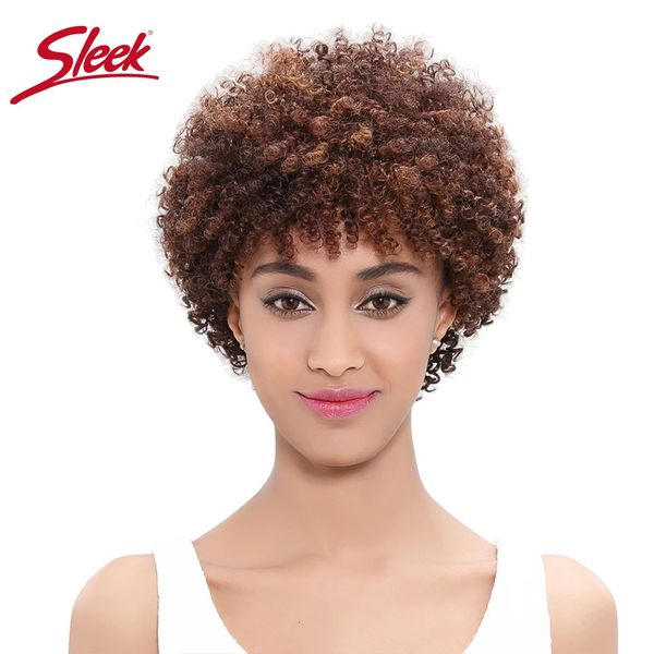 Schlankes natürliches brasilianisches Afro Kinky Curly Human Hair S F1B33 Red 99J Short Machine Remy für schwarze Frauen 240408