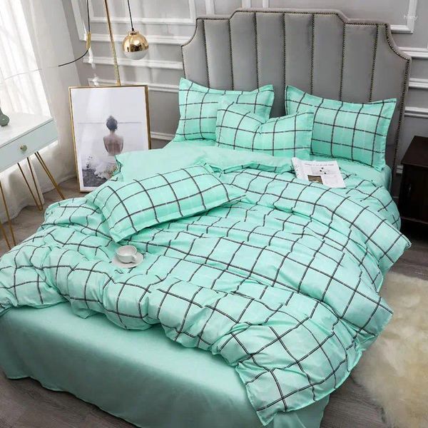 Set di biancheria da letto bbbet copripiumino set in stile giapponese semplice striscia a quadri 3/4pcs nuda addormentata per la pelle per la pelle