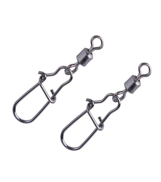 100pcslot Gun Grey Fishing Fishible Conctor Conctor Colling Swivel с красивой рыбацкой ловкой из нержавеющей стали Box5834061