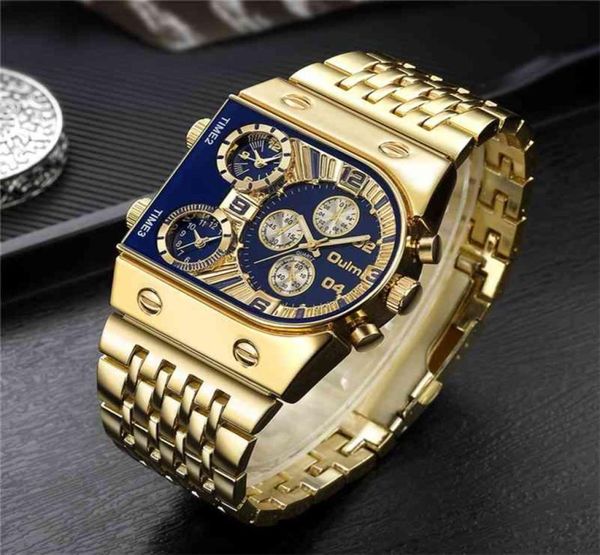 Brandneue Oulm Quarz Uhren Männer Militär wasserdichte Armbanduhren Luxus Gold Edelstahl Männliche Uhr Relogio Maskulino 2103297828657