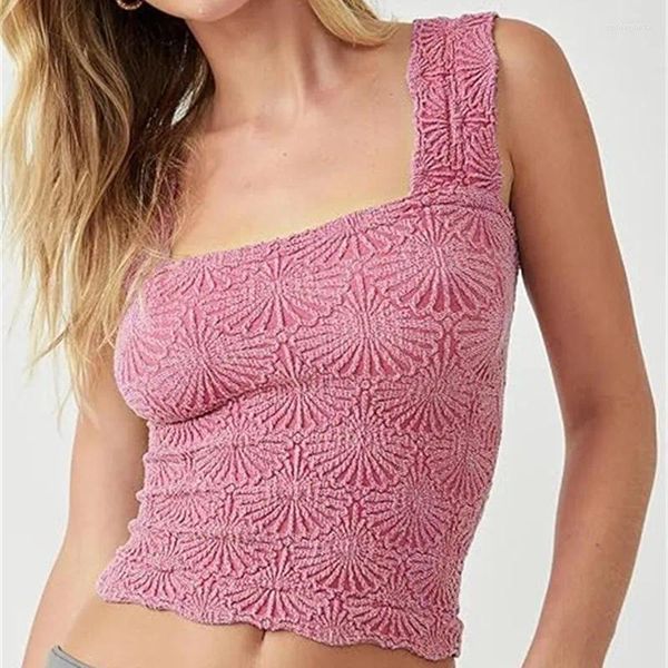 Frauen Tanks Gaono Frauen sexy Square Neck Crop Tanktop ärmellose Liebesbrief Cami Shirt Y2K breiter Riemen Süßes Sommer gehen aus out tiops