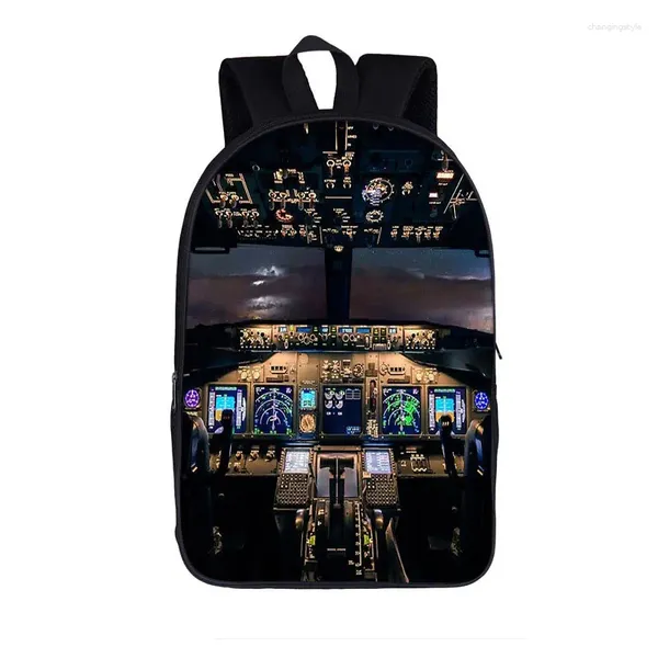 Schulbeutel Cockpit Sechs Zifferblatt Flugsimulator Rucksack Kinder Piloten 6 Pack Schulbags für Reisebuchback -Laptop -Schüler Rucksacks Geschenk