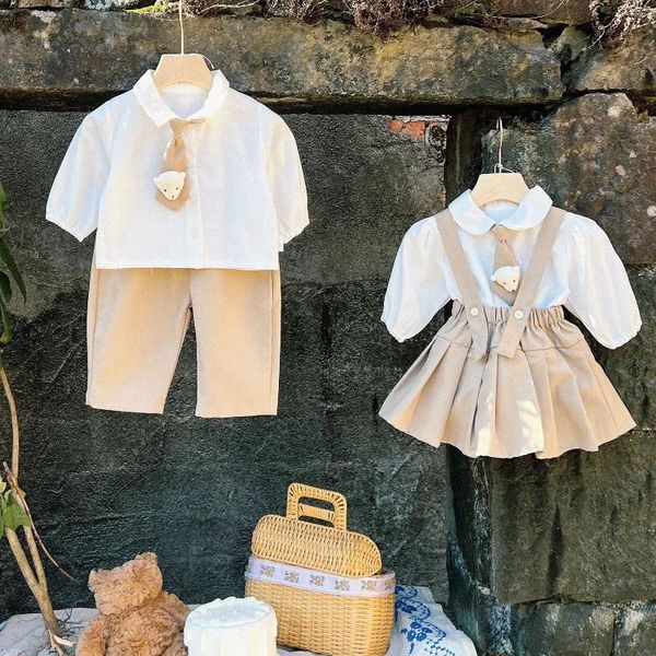 Roupas conjuntos de roupas baby -irmão e irmã nascida nascida no jardim de infância