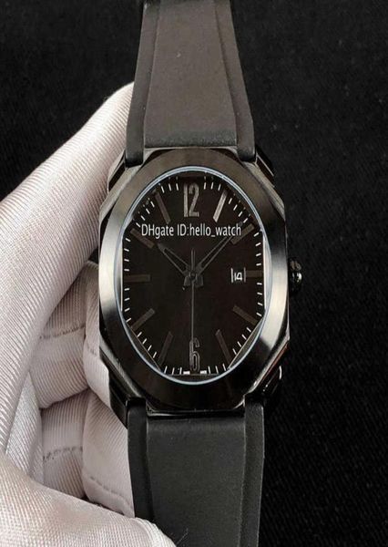 Designer orologi 41mm Octo PVD All Black Steel Case 102737 BGO41BBSVDN Black Dial Nero Mens Watch Cingcio di gomma di alta qualità 4669040