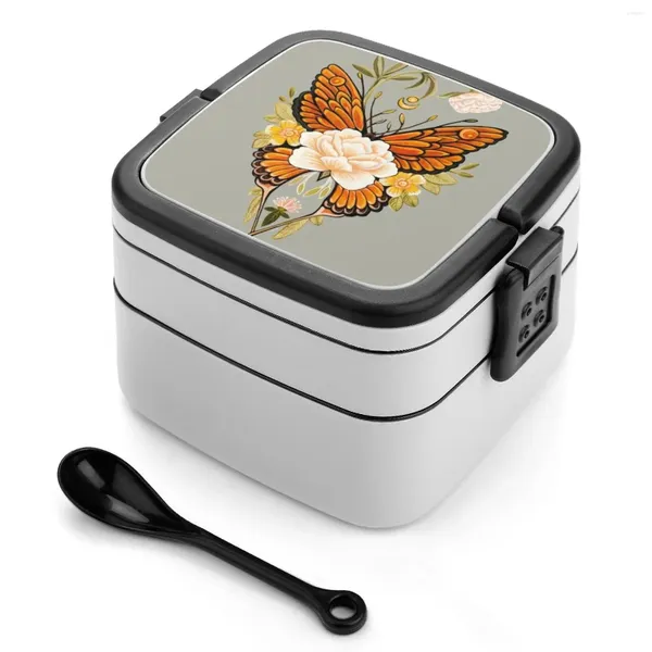 Tattoo Peonies Bento Box Student Camping Mittagessen Abendkästen Blume Vintage Retro Floral Botanical