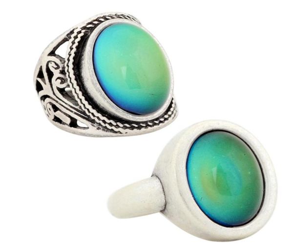 Magic Made Mood Stone Foscada Alteração de Prata Ring Rs019010 2pcSset8120817