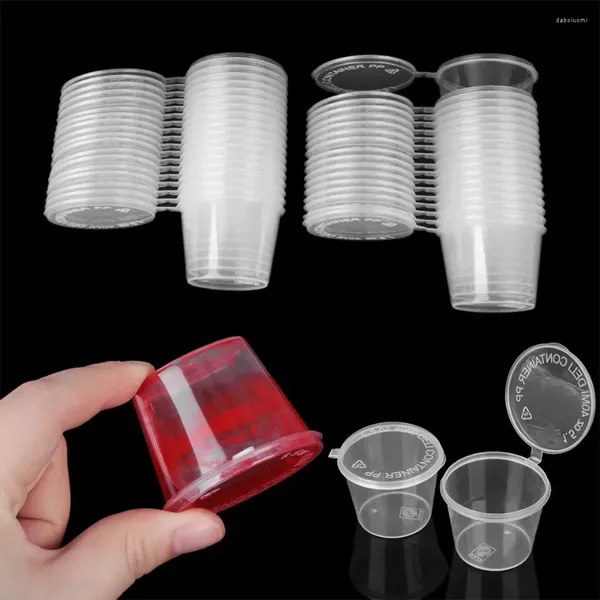 Garrafas de armazenamento 10/25pcs 25/27/40/45 ml de molho de plástico recipientes de alimentos para levar com tampas articuladas Paleta de tinta pigmentos descartáveis