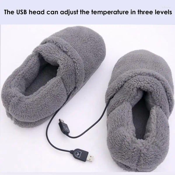 Tapetes de inverno carregamento USB Sapatos de algodão aquecida Ponta de aquecimento de pé elétrico PLUSH PLUSH MAIS ALTAMENTO AMATOR DE AMANTE HOMARENTE